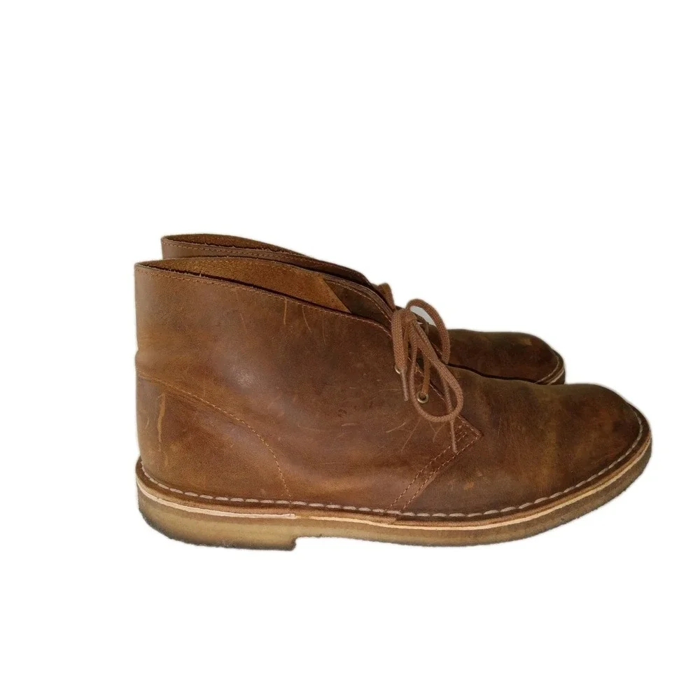 Clarks Collection Mens Size 9M Brown Leather Classic Desert Chukka Boots Shoe